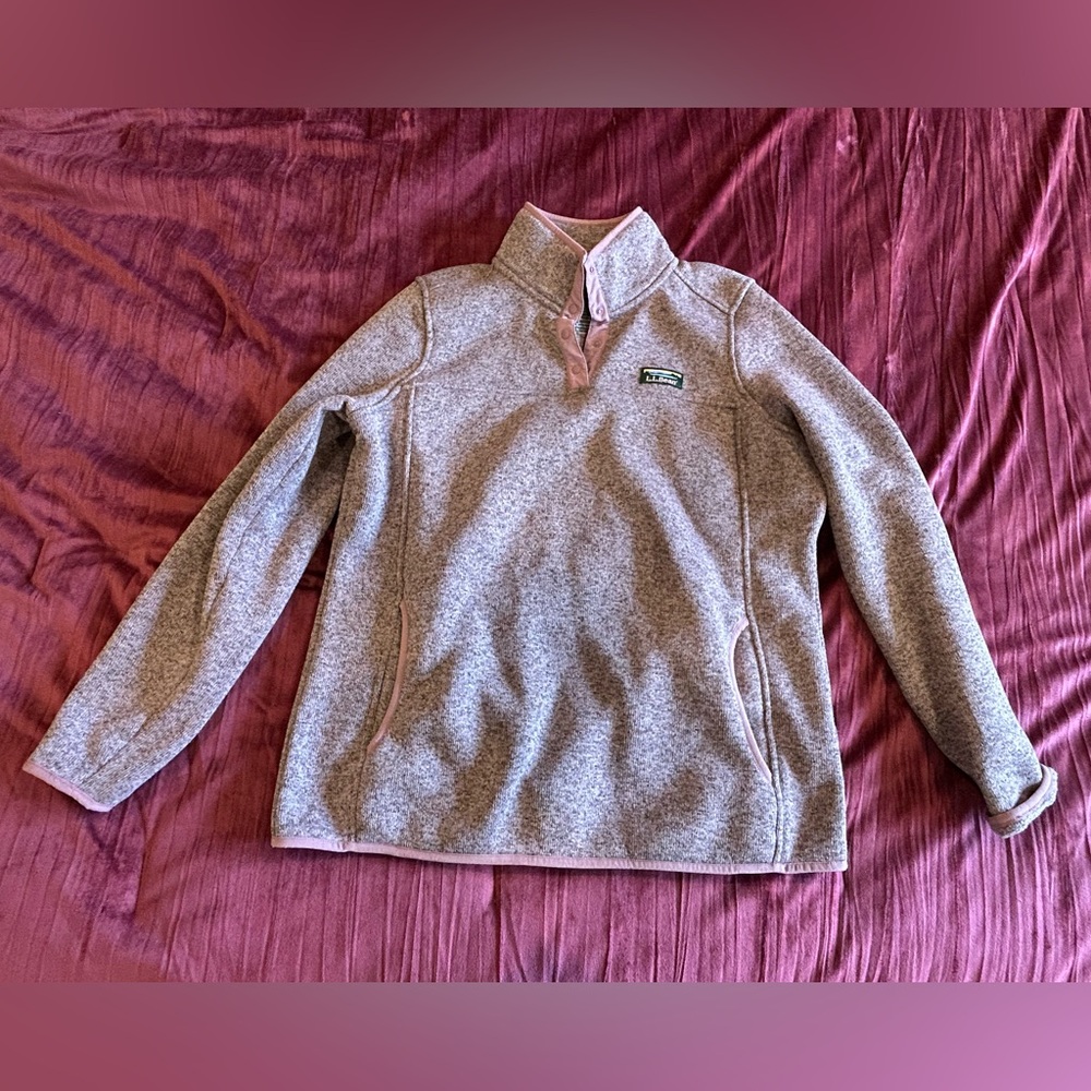L.L. Bean Heathered Knit with Pink Trim
